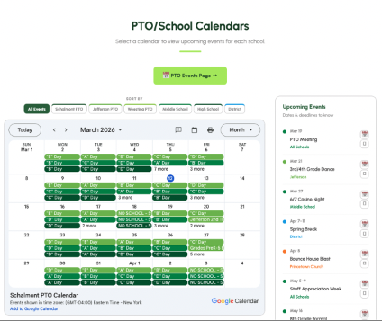 Schalmont PTO Events Calendar
